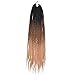 24 inch Long Box Braids Crochet Hair Pre Looped Crochet Braids for Black Women 6 Packs Small Box Braids Knotless 3x Braided Synthetic Hair Extensions (3S box braids, Black-DarkBrown-LightBrown)