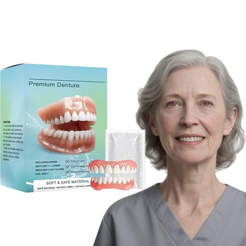 Silicone Full Denture Set, Moldable & Reline Denture Kit for Men & Women (medium size, Count, 2)