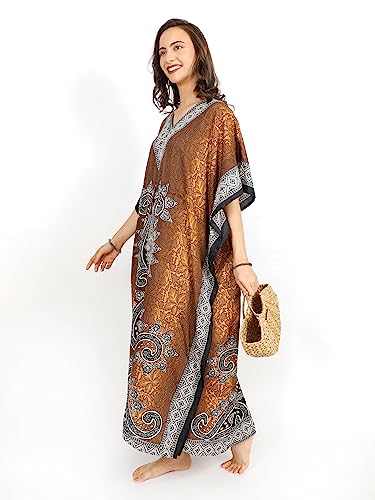 Women African Kaftan Maxi Swimsuit Beach Cover Up Nightwear Loungewear Casual Dress Ladies Dashiki Caftan Free Size…2