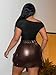 WDIRARA Women's Plus Size PU Leather Mini Skirt High Waisted Flap Pocket Cargo Skirt Rust Brown Large Plus