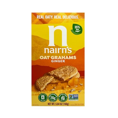 Nairn's Gluten Free Stem Ginger Oat Grahams - Healthy, Tasty and Safe for Celiacs. Perfect On-the Go Snack. High Fiber, No Artificial Colors, Flavors, or Preservatives, 5.64oz,