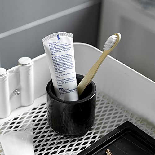 Jimei Natural Smooth Real Marble Toothbrush Holder For Bathroom & Countertops Organizer Makeup Brush Holder Black #TOP5