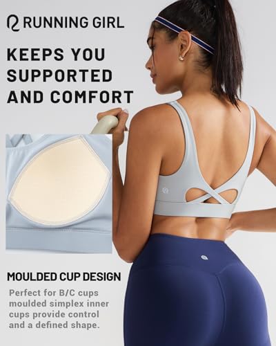 Image of RUNNING GIRL Sports Bra for Women High Support, Molded Cup High Impact Sports Bras with Sewn in Pads Workout Running Bra
