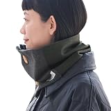 CHARM 超軽量 ボタン付き 裏ボア ネックウォーマー [ Lサイズ/カーキ×グレー ] メンズ レディース 前開き おしゃれ 防寒 秋冬 暖かい