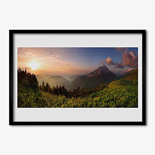 Affiche avec cadre salon chambre cuisine déco murale nature forestière de montagne 70x50