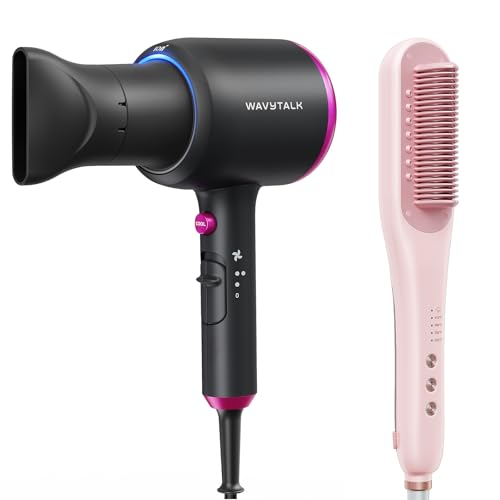 Wavytalk Steamlin Pro Steam Straightener Brush, Wavytalk Blown Away onic Hair Dryer Black