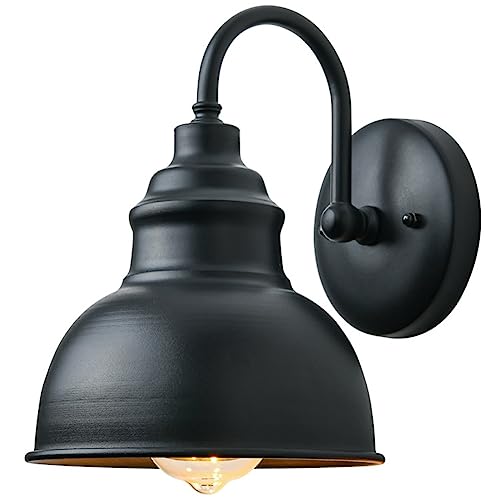 Ehwisbe Aplique de Pared Vintage Cuello de Cisne Luz Industrial Vintage Granja Aplique de Pared Exterior Impermeable (Negro)