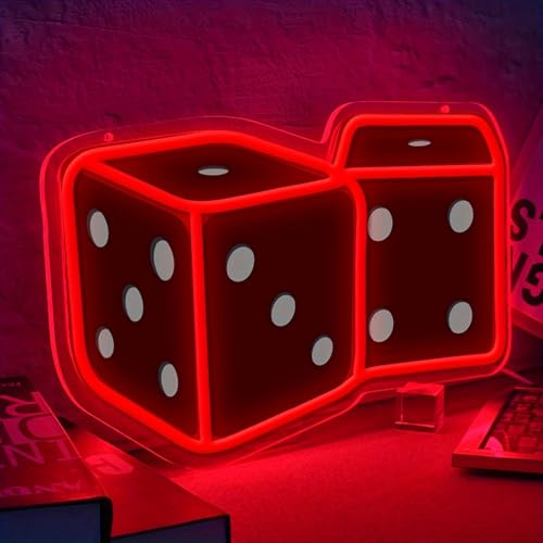 Dice Neon Sign - 14.57″ × 9.45″ Adjustable Brightness Led Light Wall Decor