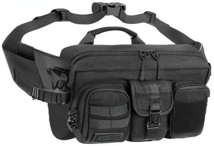 Large Fanny Pack for Men Women, Tactical Waist Pack Belt Bag Fit 7.9 Inch Tablet, Sling CrossBody Bag with Adjustable Strap for Workout Running Hiking (Black)