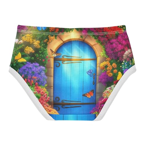 Cotton Toddler Underwear Floral Vibrant Blue Door Colorful Flowers Cute Panties Girl Durable Underpants Briefs 2t2