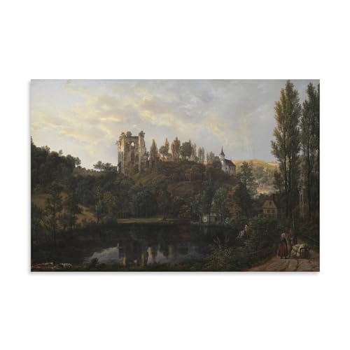 Ruines du château à Tharandt par J.C. Dahl, l'esprit du romantisme en grand format