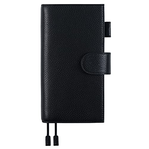 Moterm Housse en cuir pour Weeks Hobonichi - Compatible avec Hobonichi Weeks/Weeks Mega avec poche arrière (galets noirs)