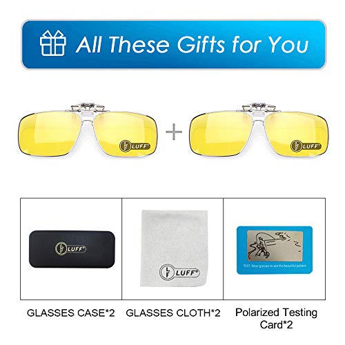 Image of LUFF Polarized /Night Vision Clip on Sunglasses /Myopia Glasses for Driving Black-Yellow