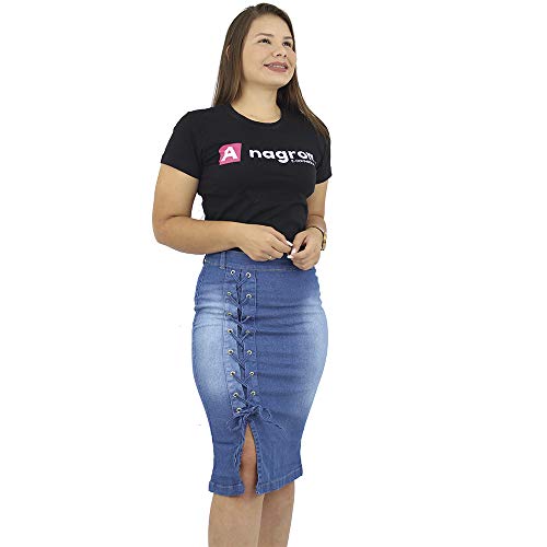 Saia Jeans Evangélica Azul Claro com Tiras Anagrom Ref.149 (40)