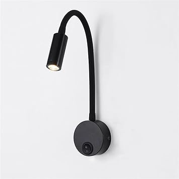 OJRGG Modern Bedroom LED Wall Light Black Metal Bedside Wall Lamp 360 Rotatable Light Head Wall Sconce for Living Room Study Room Corridor Dining Room Restaurant Study Room Wall Mounted Lamp