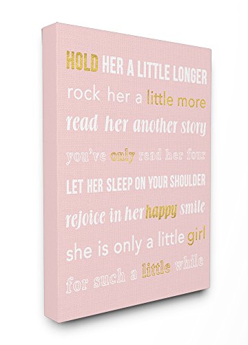 Stupell Home Décor Hold Her a Little Longer Pink Oversized Stretched Canvas Wall Art, 24 x 1.5 x 30, Proudly Made in USA