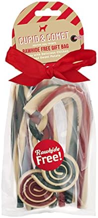 Rosewood Cupid and Comet Rawhide Free Festive Dog Treats, Bumper Gift Bag, 280g