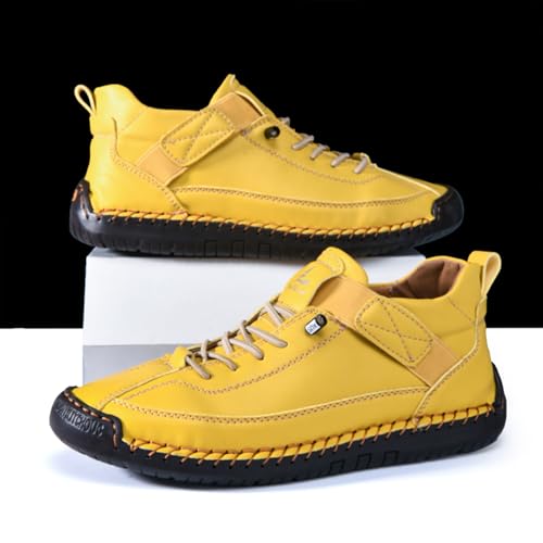 Men's Leather Hand-Sewn Flat Leather Shoes Ankle Chukka Boots One-Step Lightweight Soft-Soled Non-Slip Casual Mid-Top Loafers Hiking Camping Driving Shoes4