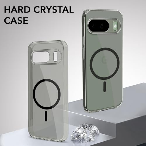 Image of Jkobi Lifetime Anti-Yellow MagSafe Compatible Clear Back Cover Case for Google Pixel 9 (Sleek Hard Crystal | Shockproof and Camera Protection)