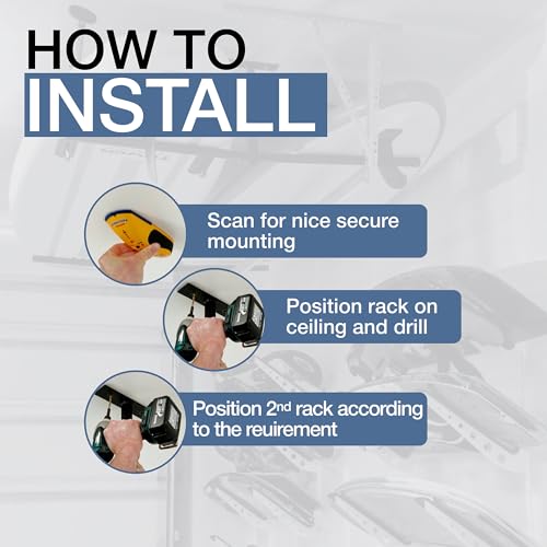 Image of StoreYourBoard Standup Paddleboard and Surfboard Ceiling Storage Rack, Adjustable Garage Mount Hanger, Heavy Duty