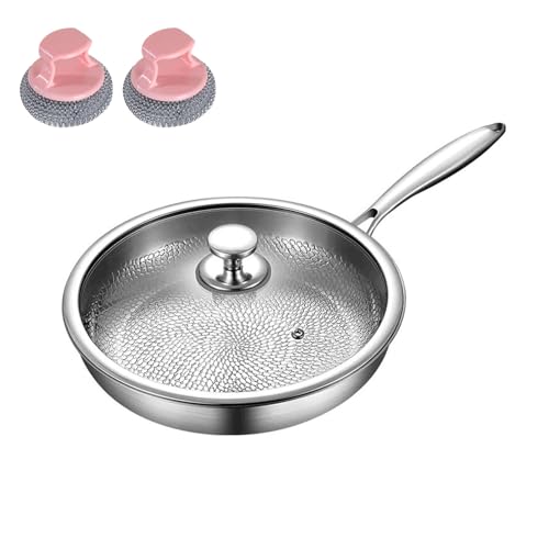 2025 New Titanium Pan, Titanium Hammered Pan Pro with Lid, Titaniu-M Pans for Cooking, Multifunctional Ultra-Durable Scratch-Resistant Frying Pans for All Stovetops (with LId,11.81in)