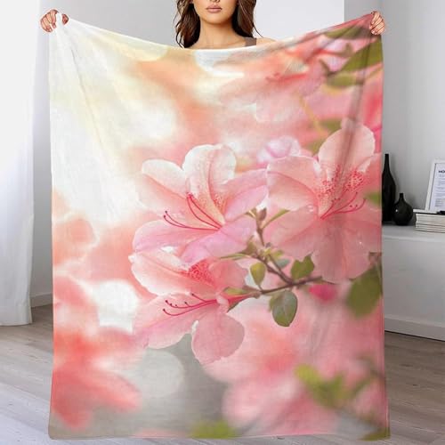 Couverture lit microfibre 127x152 cm avec impression fleurs style plaid