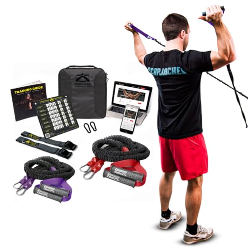 Crossover Symmetry Shoulder System Includes Two Sets of Resistance Bands Attachments Training Guide Exercise Chart Online Workouts for Home Fitness Rehab Rotator Cuff Exercises (Athletic, Door Belts)
