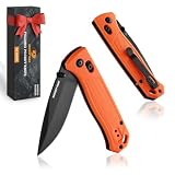 Mossy Oak Folding Pocket Knife, EDC Knife with 3' D2 Steel Blade, Orange