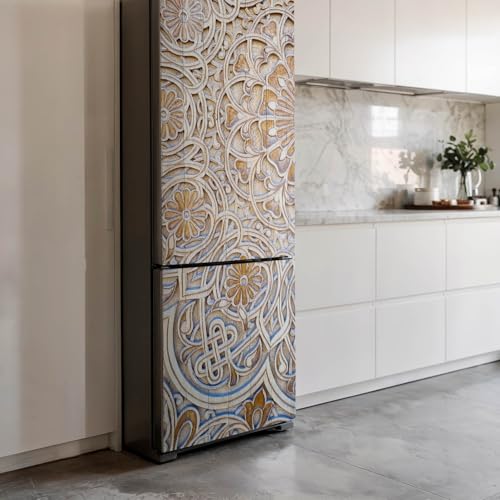 Vinilo para nevera de 60x205 cm con patrón tallado elegante y acabado premium resistente 4