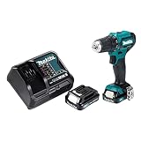 Makita DF333DSAL1 - Taladro atornillador (12 V máx./2,0 Ah, 2 baterías + cargador en maletín de transporte, incluye linterna ML106)