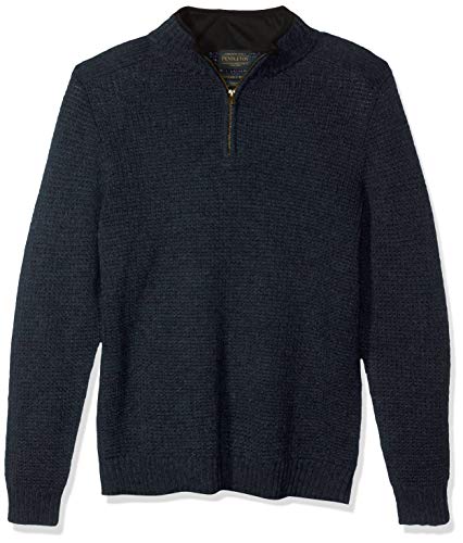 Pendleton Men's Shetland Half Zip Cardigan Sweater, Indigo Heather, SM
