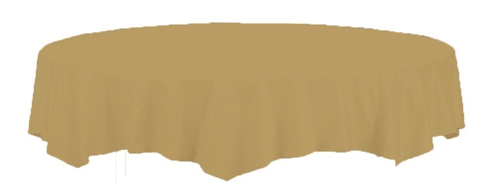 Creative Converting Plastic-Lined Octagonal Tablecover-1 Pc Touch of Color Octy-Round Paper Table Cover, 82-Inch, Glittering Gold