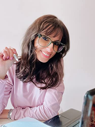Image of VISOONE Square TR90 Blue Light Blocking Glasses with Anti Glare Computer Glass Woman and Men SAGE