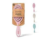 PONETTE NATURAL - Cepillo de Pelo ECO Masajeador Ecológico Rosa Desenredante Antitirones, Fabricado con Fibra Natural de Trigo, 100% Reciclable, Marca Española