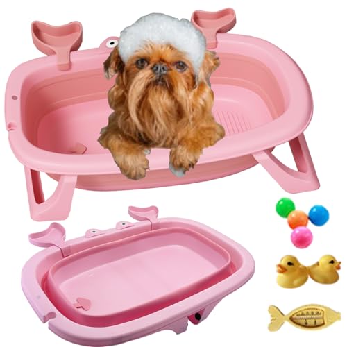 Dog Bathtub, Portable Puppy Bathtub for Easy Baths and Easy Storage with Dog Toys, Dog Bath Tubs for Small Medium Pets,Foldable Pet Shower Tub with Drainage Hole, 26.5 x 17.2 x 7.8In,Pink Dog Bathtub, Portable Puppy Bathtub for Easy Baths and Easy Storage with Dog Toys, Dog Bath Tubs for Small Medium Pets,Foldable Pet Shower Tub with Drainage Hole, 26.5 x 17.2 x 7.8In,Pink
