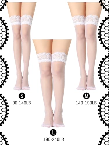 Image of Boao Women Thigh High Stockings Anti-skid Silicone Lace Stockings Silk Stocking Tights for Women and Girls Supplies