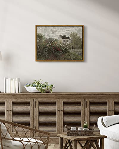 Insimsea Classical Canvas Wall Art Home Decor, Framed Wall Art Prints Room Decor The Artist's Garden In Argenteuil By Claude Monet, Kitchen Office Farmhouse Bathroom Decor Wall Art 12X16 #TOP1