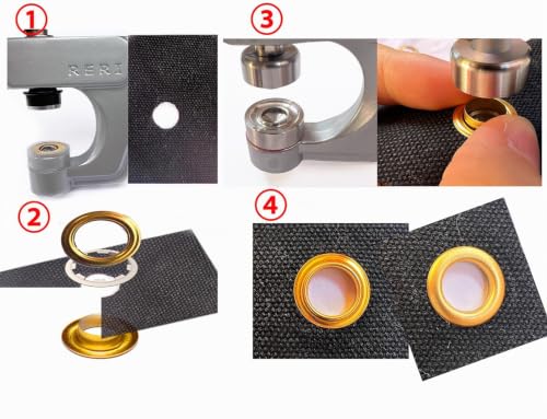 RERI Lot de 100 œillets de 14 mm avec outil argenté - Pince à œillets et outil de réglage – vue 4