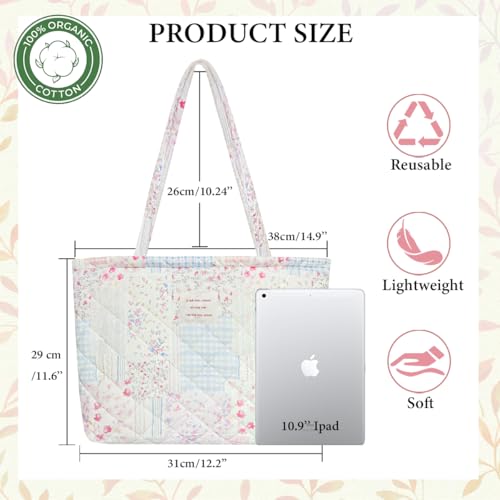 Image of Sunwel Fashion Top Zipper Floral Quilted Bag Small Tote Bag for Women