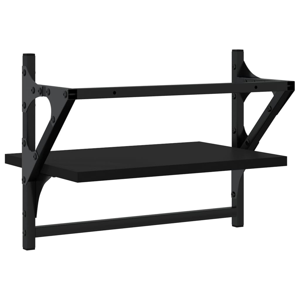 Scaffalature, mensole da parete e sporgenze, mensole da parete con barre, 2 pezzi, nero, 40 x 25 x 30 cm
