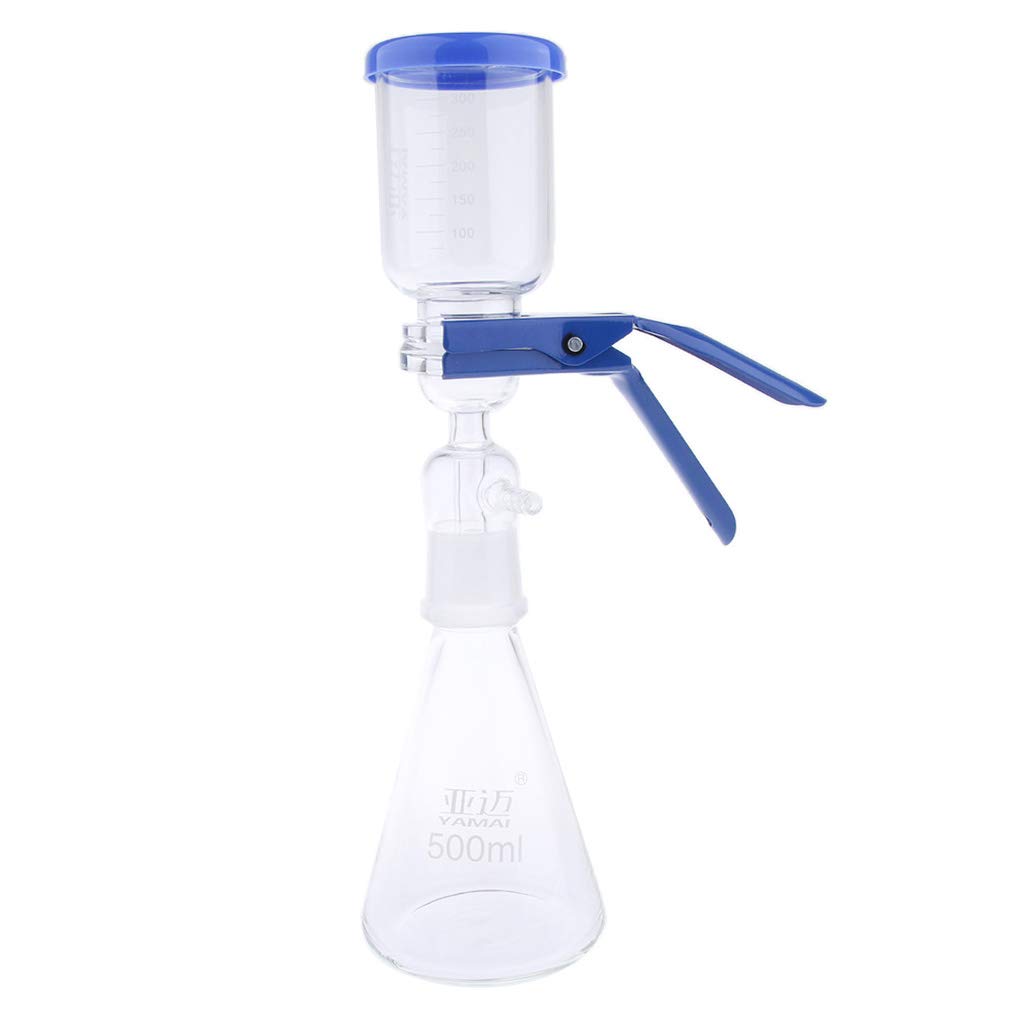 Aparato de filtración de 500 ml, unidad de filtración de laboratorio al vacío con embudo y abrazadera