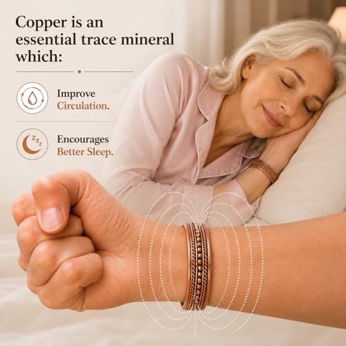 Image of Touchstone copper bracelets | gift for men women |adjustable 100% pure solid real magnetic jewelry | handmade bracelet set combo | rope braided tibetan bangles.