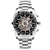 RORIOS Relojes Hombres Mecánico Automático Relojes Luminoso Reloj con Correa de Acero Inoxidable Militar Deportivo Relojes de Pulsera