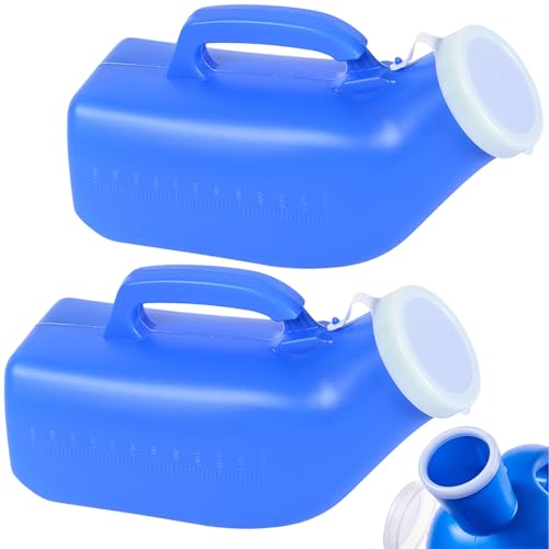iuiiaii 2Pcs Pee Bottle for Men Urine Bottles Male Spill Proof 1200ml Wee Bottle for Men with Lid Mens Urine Bottles Spill Proof in Bed Suitable Home Hospitals and Camping Travel