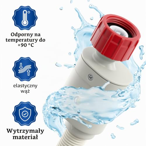 VIOKS Aquastop Wąż Dopływowy do Pralki, 3/4 Cala, 3 m, 90°C, Prosty/Kątowy - Uniwersalny Aquastop do Zmywarek