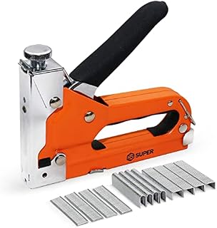 HS Super 3-in-1 Staple Gun Heavy Duty, Anti-Slip Upholstery Staple Gun for Wood, Adjustable Force Quick-Jam Release Heavy Duty Stapler Gun, Heavy Duty Staple Gun for Upholstery Work with 1500 Staples