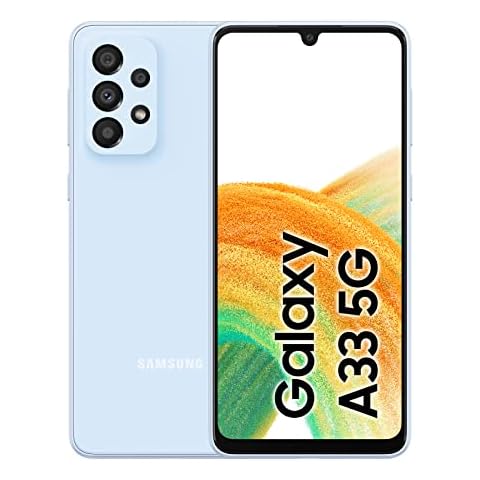 Samsung Galaxy A33 5G Smartphone Dual-SIM Android Smartphone Handy 6 GB RAM 128GB Speicher Awesome Blue + 30 Monate Garantie Cover