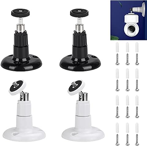 CODIRATO 4 PCS Security Wall Mount Adjustable Arlo Mount Bracket Rustproof Bracket Security Wall Mount Camera Bracket Ceiling Mount with 12 Screws 12 Rubber Pellets for Arlo Pro Outdoor Indoor Camera Cover