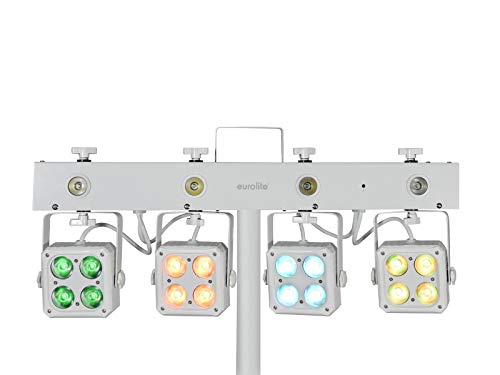 Eurolite Kls-180 - Set Di Luci A Led Compatte, 4 Faretti Rgbw E 4 Led Stroboscopici, Colore: Bianco
