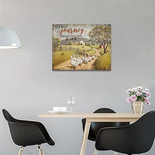 Farmhouse Country Wall Art Country Duck Barn Scenery Pictures Wall Decor Farmhouse Rustic Landscape Canvas Prints Painting Framed Artwork For Kitchen Bathroom Bedroom Living Room 16"X12" #TOP2